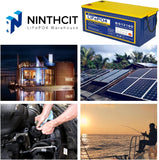 Ninthcit LiFePO4 Akku 12.8V 160AH, Lithium Batterie mit über 8000 Mal Tiefzyklen und BMS Schutz für Solaranlage, Geeignet für Solaranlagen, Wohnmobile, Boote, Häuser(1Stück)