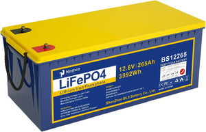 Ninthcit LiFePO4 Akku 12.8V 265Ah 3392Wh Lithium Batterie mit über 8000 Mal Tiefzyklen und BMS Schutz für Solaranlage, Geeignet für Solaranlagen, Wohnmobile, Boote, Häuser(1Stück)