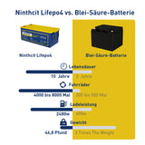 Ninthcit Lithium Deep Cycle Battery 24V 100AH Wiederaufladbare Lithium Marine Phosphat LiFePO4 Zelle Ersatz Solar Power Batterie BMS für Golfwagen, Camping, Boot, Auto, Motorradtraktor und ATV