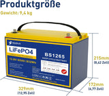 Ninthcit LiFePO4 Akku 12.8V 65Ah-L 832Wh Lithium Batterie mit über 8000 Mal Tiefzyklen und BMS Schutz für Solaranlage, Geeignet für Solaranlagen, Wohnmobile, Boote, Häuser(1Stück)