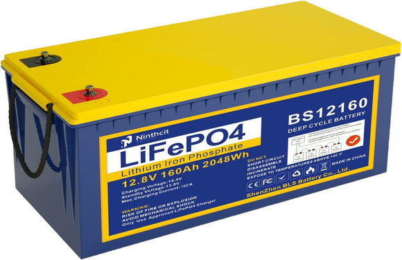 Ninthcit LiFePO4 Akku 12.8V 160AH 2048Wh, Lithium Batterie mit über 80 –