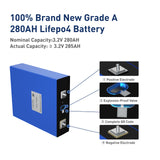 3.2V 280Ah LiFePO4 Battery Pack 2021 Brand New A-Grade with QR Code Battery Pack Lithium Iron Phosphate Solar Cell
