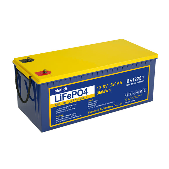 12V 280Ah LiFePO4 Deep Cycle Battery with 4S 12.8V 200A BMS Replace most backup power solar RV BOAT