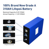 3.2V 315AH LiFePO4 Batería de grado A Capacidad real: 315Ah-320Ah 2021 Nuevo con código QR Batería de fosfato de hierro y litio Célula solar