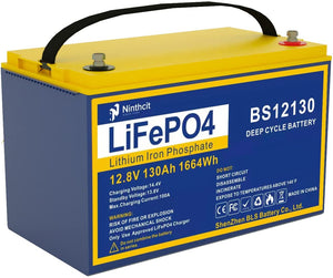 Paquete de batería LiFePO4 de 12V y 130Ah, batería de ciclo profundo con 4S, 12,8 V, 1664Wh, 100A, BMS, reemplaza la mayoría de energía de respaldo/Solar/RV/barco